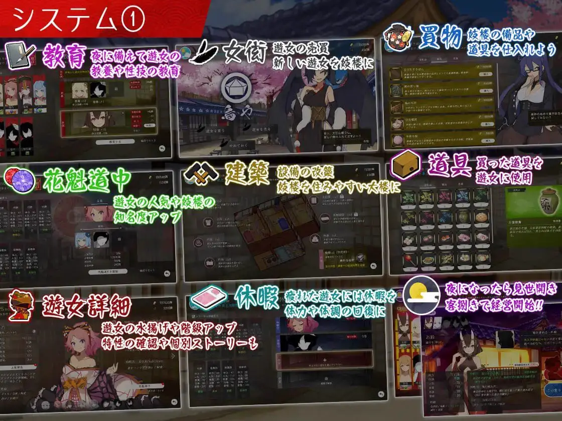 2459【精品SLG/经营模拟】梦吉原的妖异妓楼～妖怪大楼重建谭～ 夢吉原のあやかし妓楼 ～妖怪大楼再建譚～V1.041 AI汉化+DLC[PC+安卓mtool]