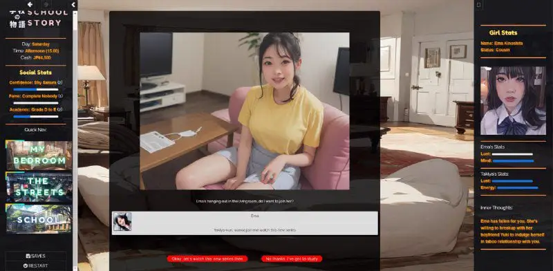 2376[SLG/真人/HTML/14.3G] 学校の物语 Gakko No Monogatari V0.18b PC+安卓 浏览器打开翻译