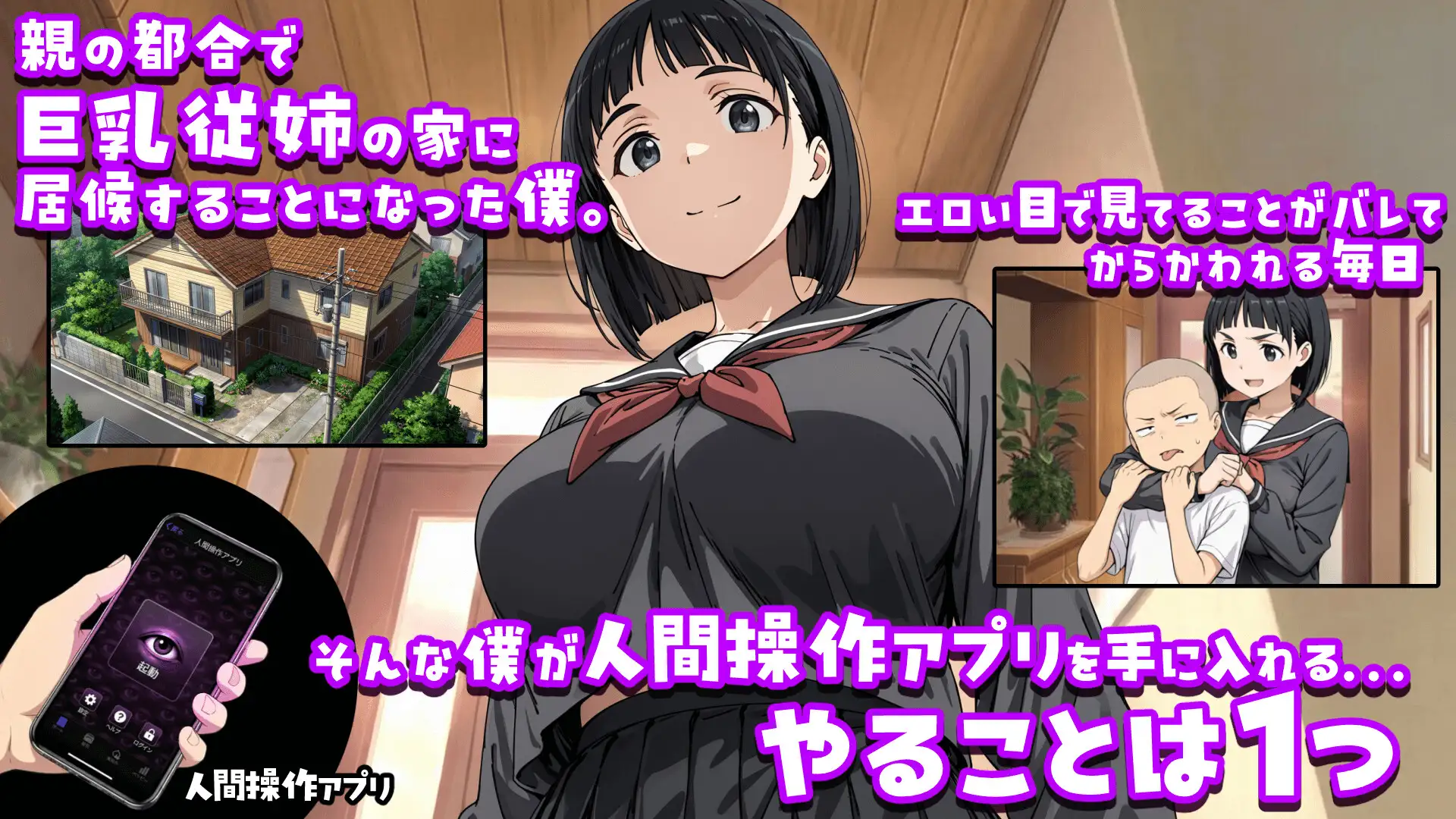 13749[SLG/催眠/小马]用人类操作APP对巨乳表姐为所欲为的故事 人間操作アプリで巨乳従姉を好き放題する話 AI汉化[PC+安卓]