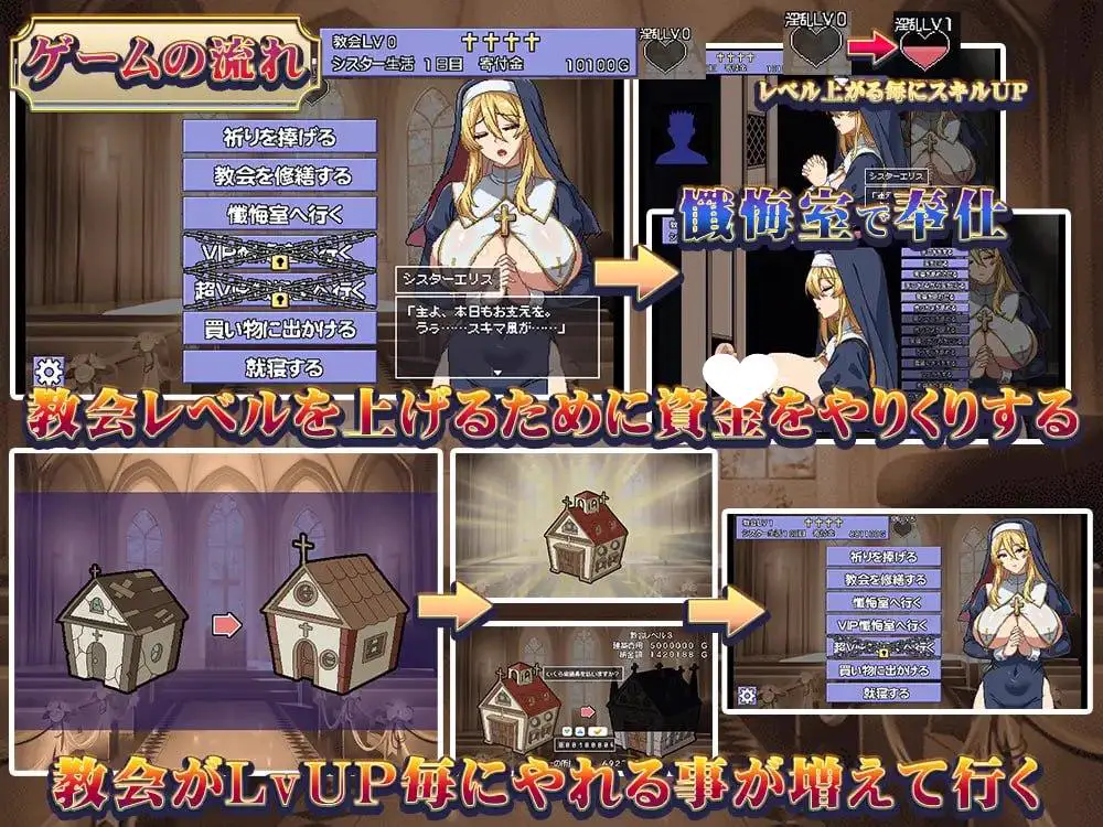 7462[爆款SLG/像素动态]为修女爱丽丝而鸣的钟声 シスターエリスの為に鐘は鳴る v5 AI汉化[PC+安卓mtool]